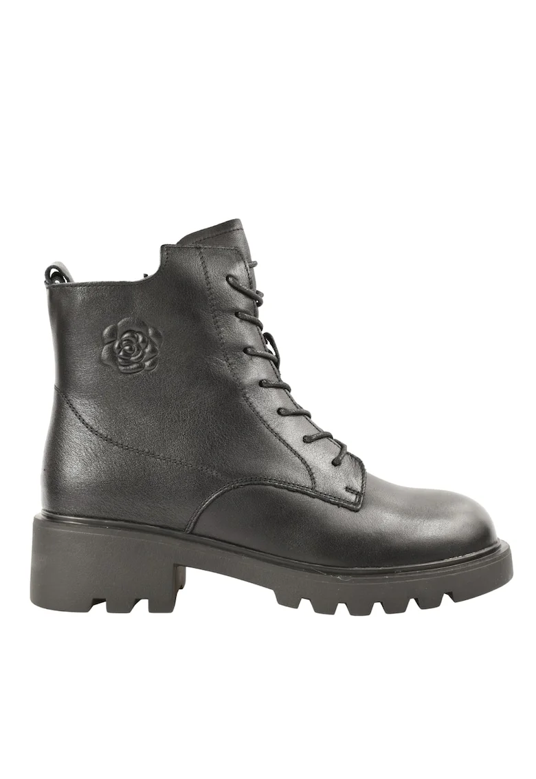Ghete casual, dama,  5780 negru, piele naturala, cu toc Negru, Piele naturala, Negru