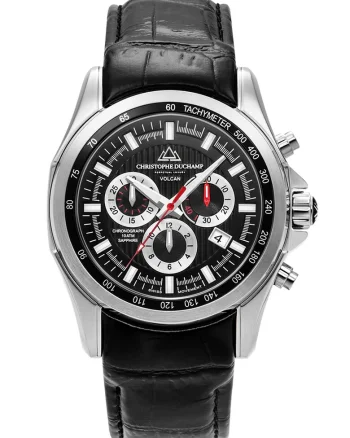 Ceas cronograf Swiss Made, Argintiu/Negru