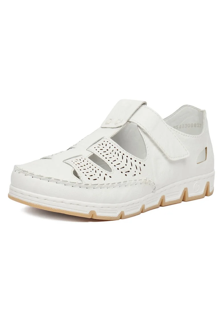 Pantofi dama  piele naturala, alb, inchidere velcro, talpa profilata