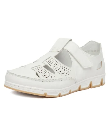 Pantofi dama  piele naturala, alb, inchidere velcro, talpa profilata