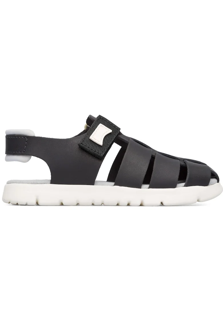 Sandale cu talpa plata, model uni si inchidere velcro Orugua, Roz
