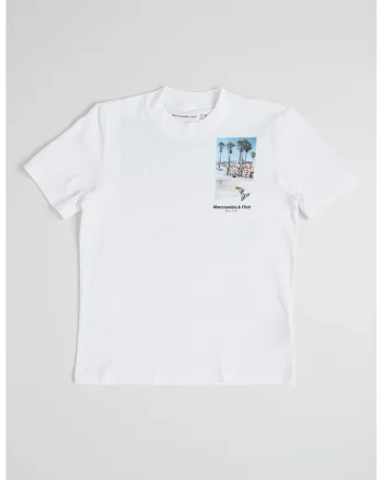 Tricou din amestec de bumbac cu imprimeu foto, Alb