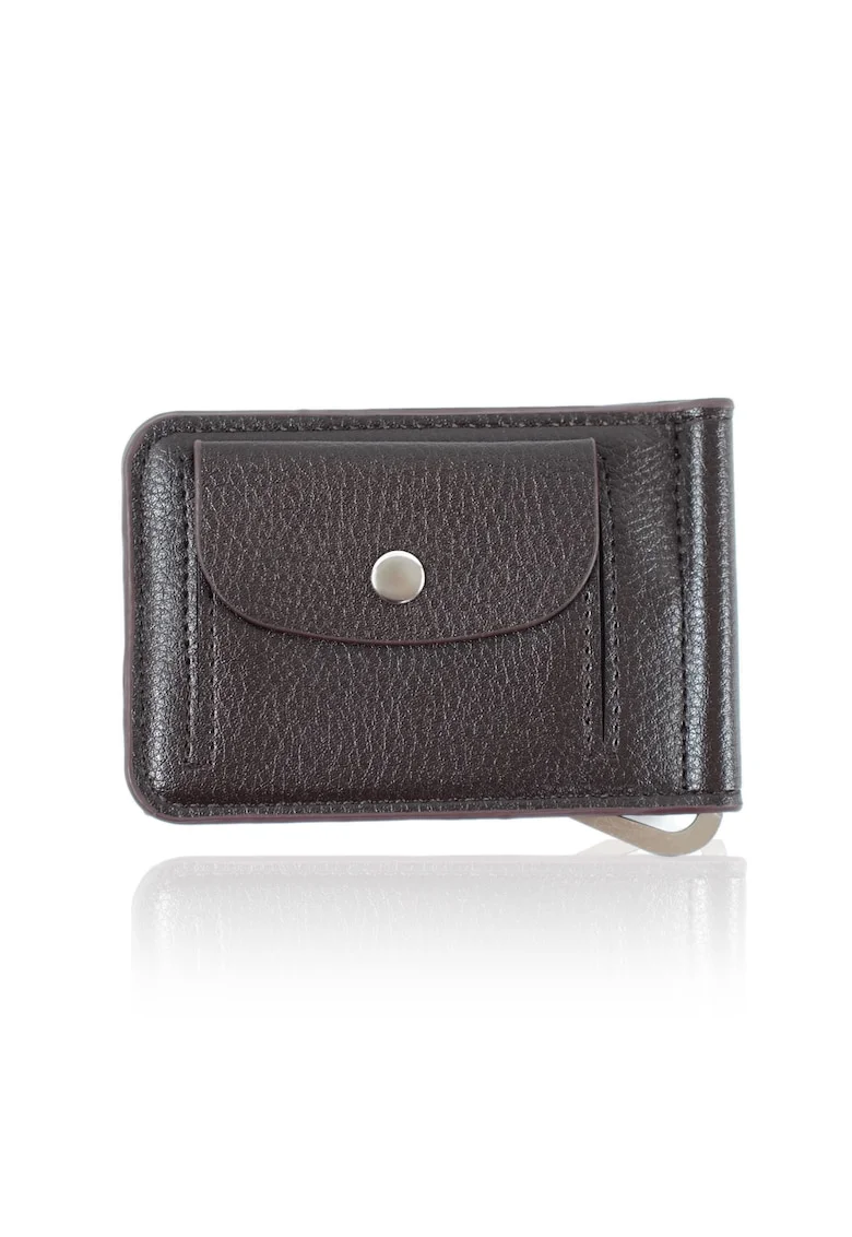 Portofel  SW37, piele naturala, 11,5x7,5, Maro, 11.5 x 7.5 cm