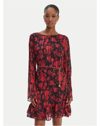 Rochie casual  floral, Negru