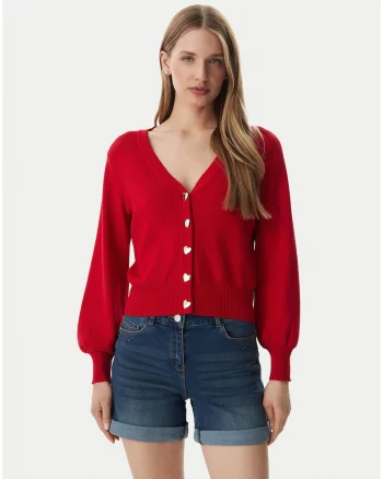 Cardigan dama,  rosu, maneca lunga, Rosu