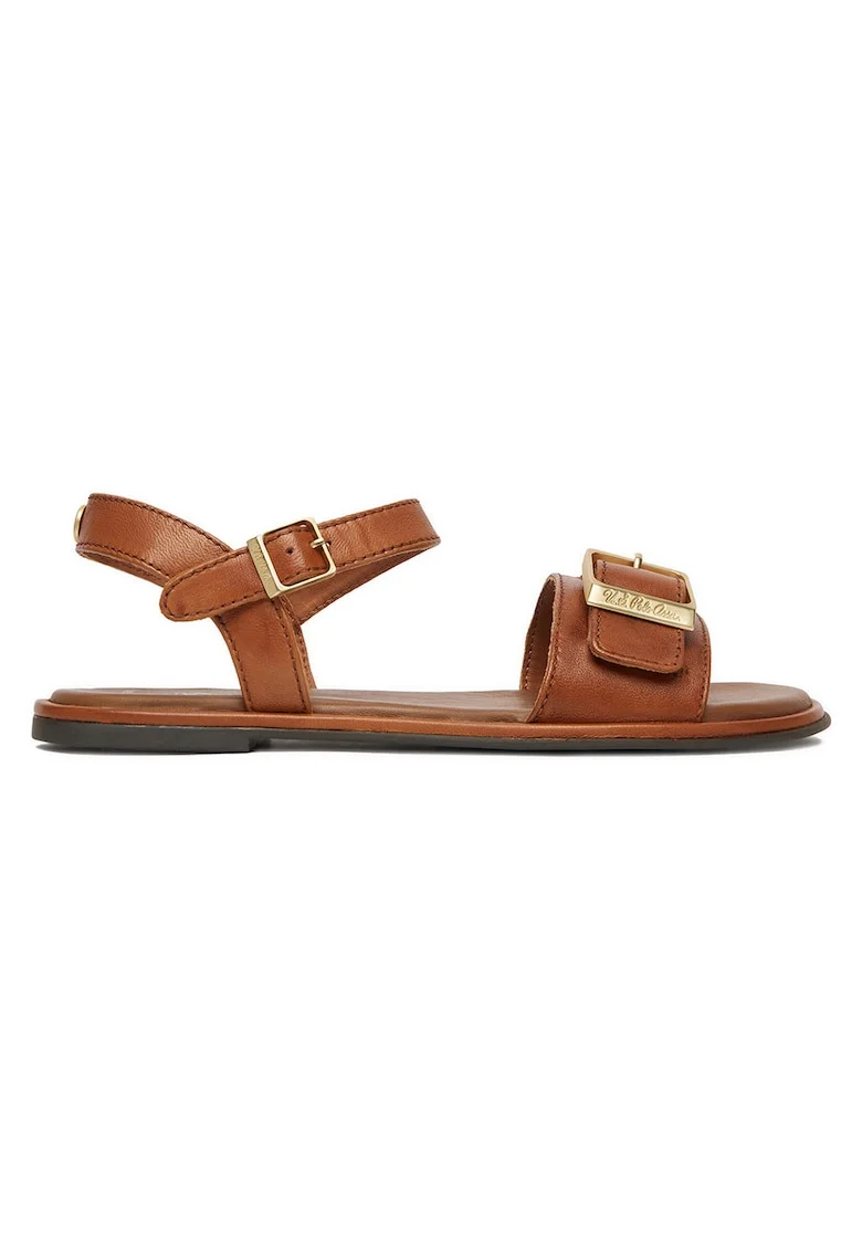 Sandale dama,  piele naturala, catarama, maro, Maro