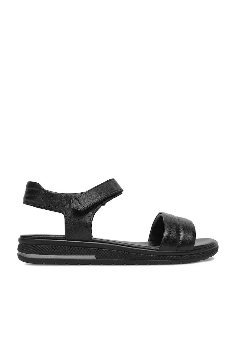 Sandale dama  piele naturala, negru, sistem inchidere Velcro