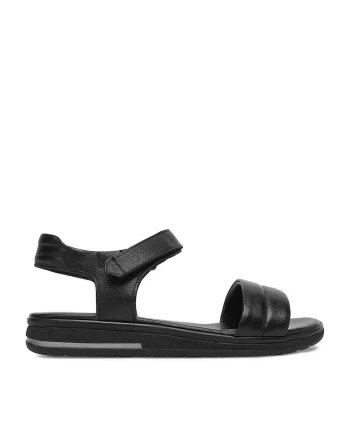 Sandale dama  piele naturala, negru, sistem inchidere Velcro