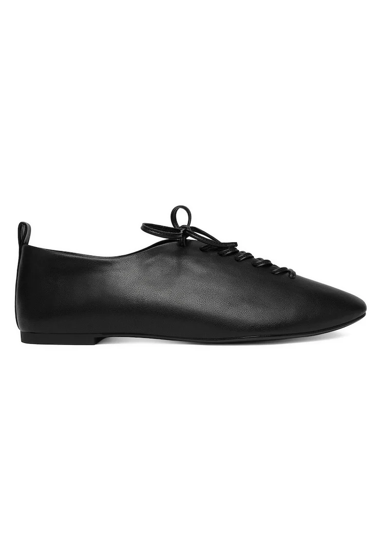 Pantofi dama,  piele naturala, negru, varf rotund,