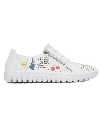 Pantofi dama,  M2310-80, piele naturala, alb, fermoar,
