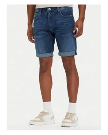 Pantaloni scurti barbati,  albastru, bumbac, croiala regular fit