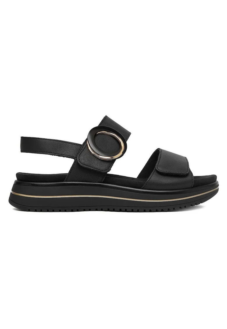 Sandale dama  piele naturala, negru, inchidere Velcro, Negru
