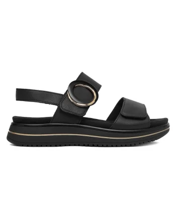 Sandale dama  piele naturala, negru, inchidere Velcro, Negru