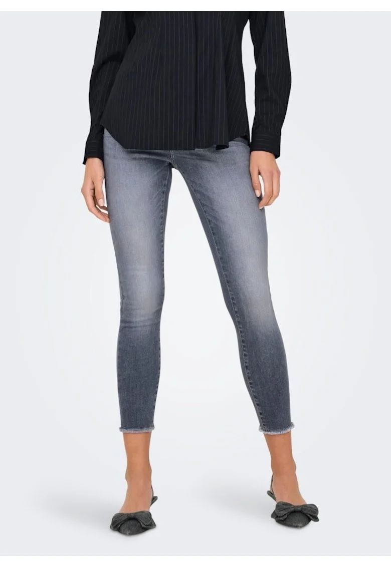 Blugi skinny crop cu tiv nefinisat Blush