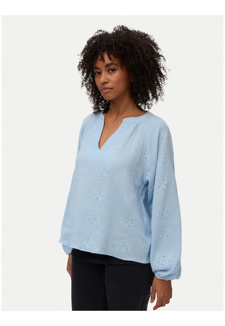Bluza dama,  alb, regular fit, Albastru