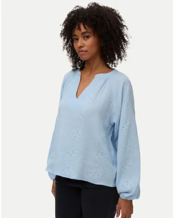 Bluza dama,  alb, regular fit, Albastru