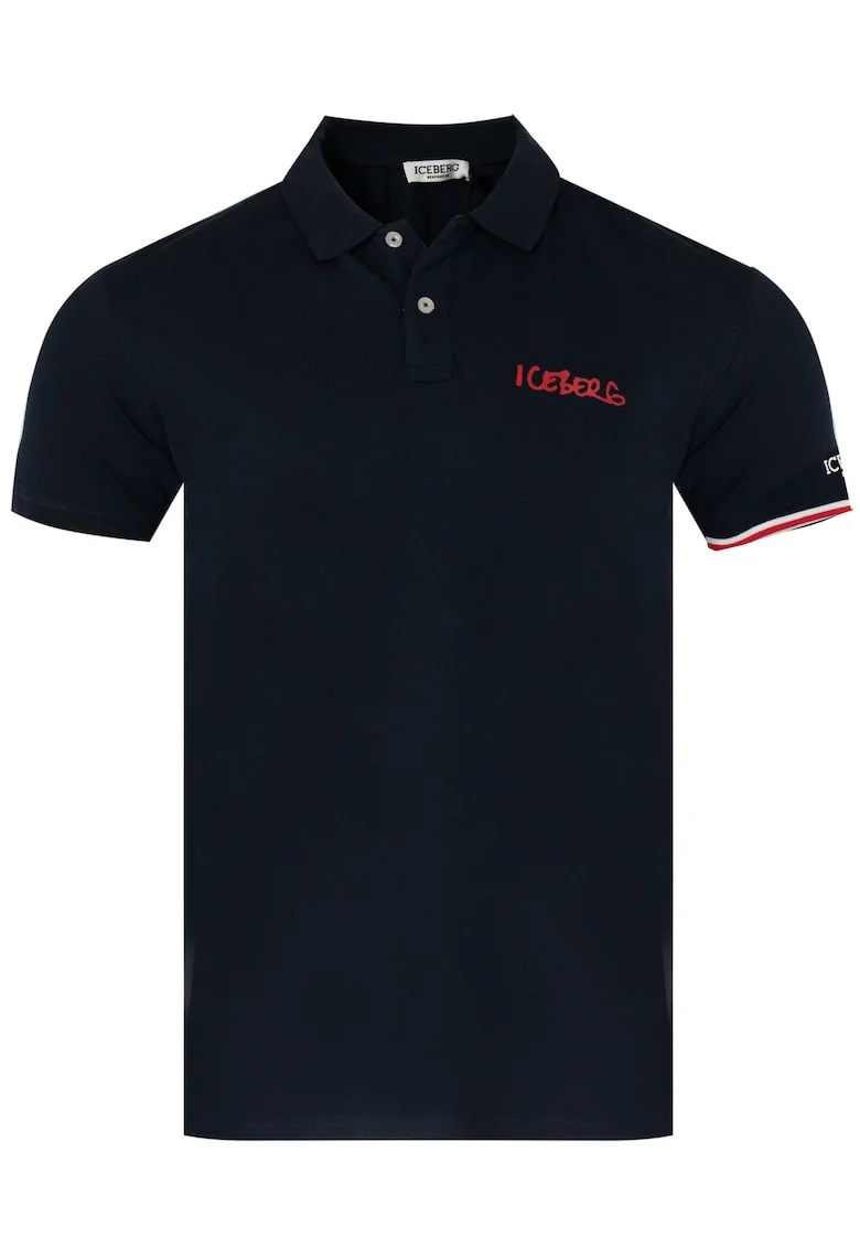 Tricou barbati guler si maneca scurta-Bleumarin-