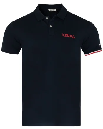 Tricou barbati guler si maneca scurta-Bleumarin-