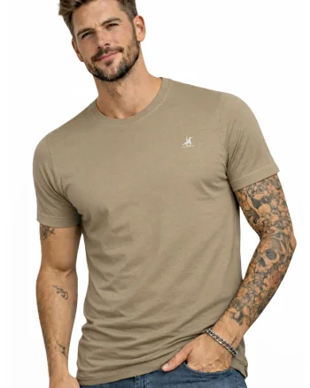 Tricou cu detaliu logo brodat, Bej