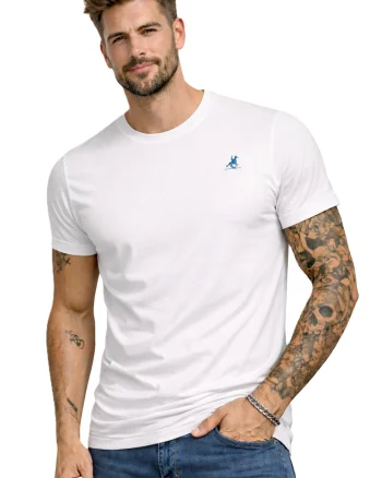 Tricou cu detaliu logo brodat, Alb