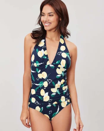 Costum de baie intreg cu imprimeu fructe