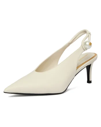 Pantofi dama piele naturala alb, Alb