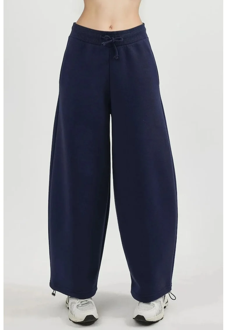 Pantaloni de trening,  lungi, bleumarin, bumbac si poliester, elastic