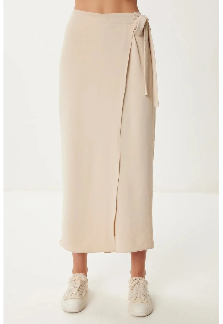Pantaloni dama, Happiness Istanbul, cropped, talie inalta, crem natural, bumbac/poliester