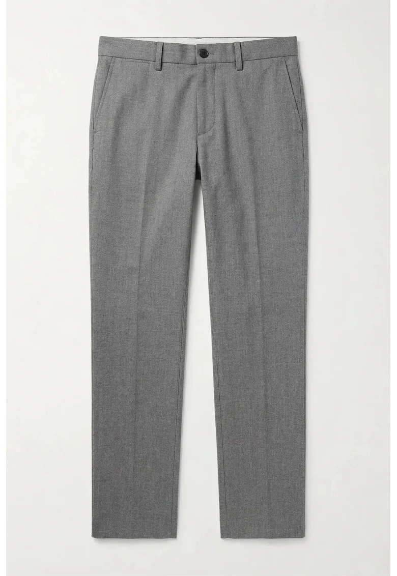 Pantaloni dama,  talie medie, picior drept, gri, poliester