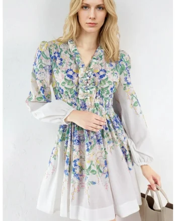 Rochie Mini,  Floral, Multicolor, Casual, Poliester-Lycra