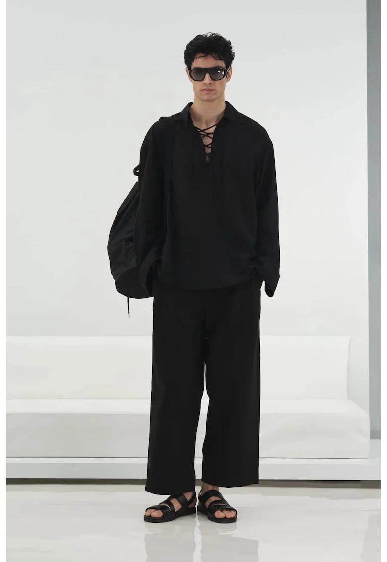 Camasa barbati,  casual, cu maneca lunga, negru, bumbac