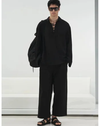Camasa barbati,  casual, cu maneca lunga, negru, bumbac