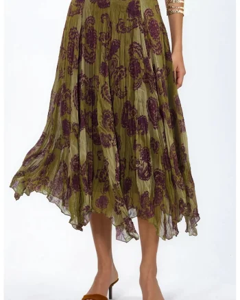 Fusta lunga  multicolor, elastic, din sifon, pentru femei