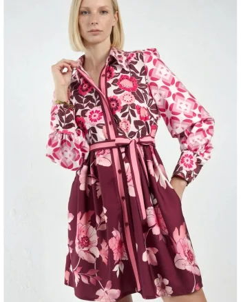 Rochie Mini A-Line,  maneca lunga, rosu, poliester-lycra