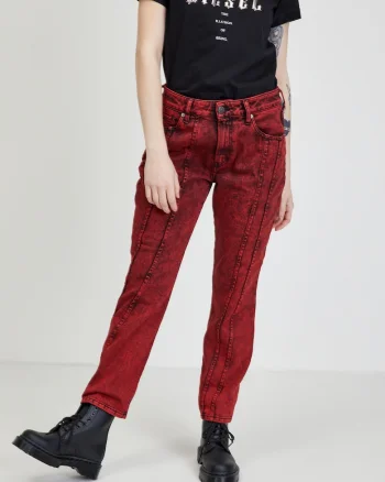 Blugi crop cu cusaturi contrastante,
