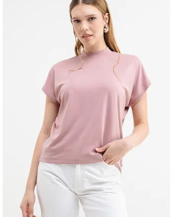 Tricou din amestec de modal, Roz prafuit