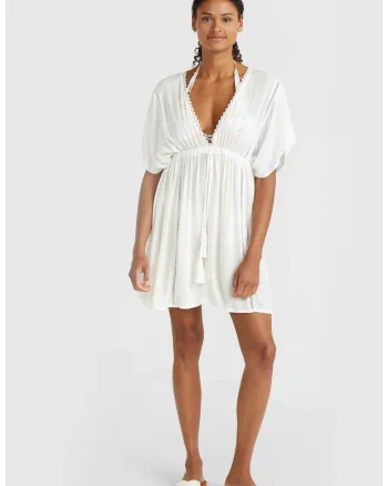 Rochie din bumbac cu decolteu in V,