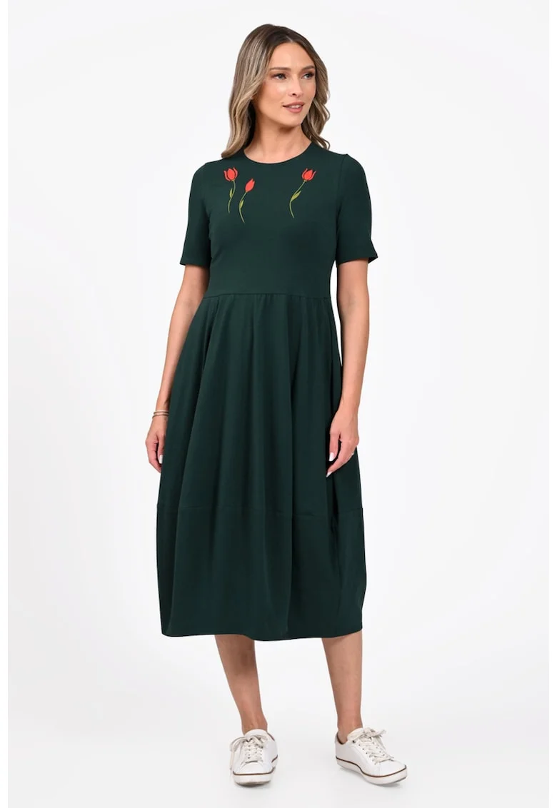 Rochie Dama,  Baloon, tip Lalea, cu Pictura Realizata Manual V392,