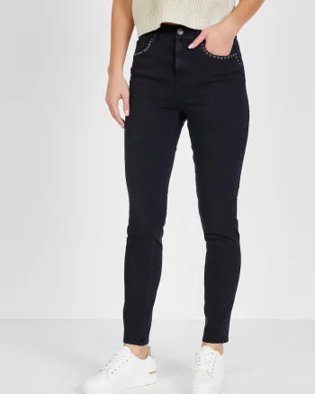 Blugi slim fit cu detalii decorative,