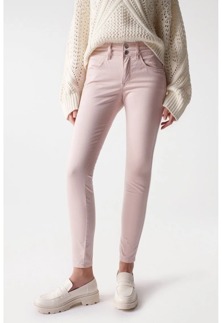 Blugi din amestec de bumbac cu model uni,