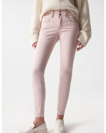 Blugi din amestec de bumbac cu model uni,