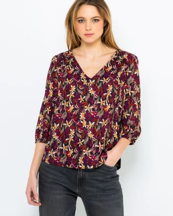 Bluza florala cu maneca trei sferturi,