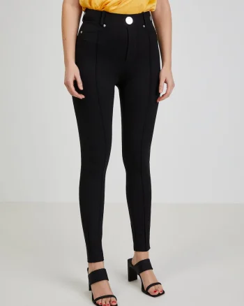 Pantaloni cu model uni si buzunare decorative,