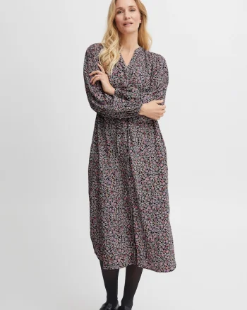 Rochie cu imprimeu floral si talie ajustabila,