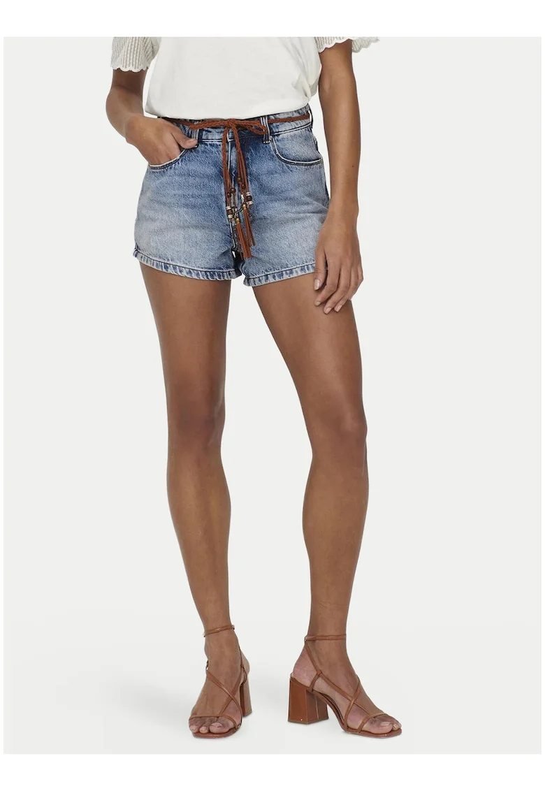Pantaloni scurti  Albastru deschis, regular fit, bumbac, Alb/Albastru