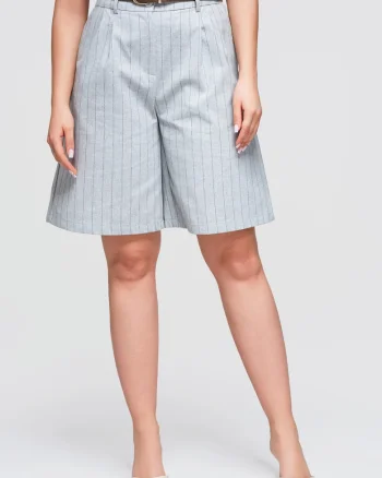Bermude dama cu talie inalta, pantaloni scurti cu croi lejer OW-ST-E0016, Gri