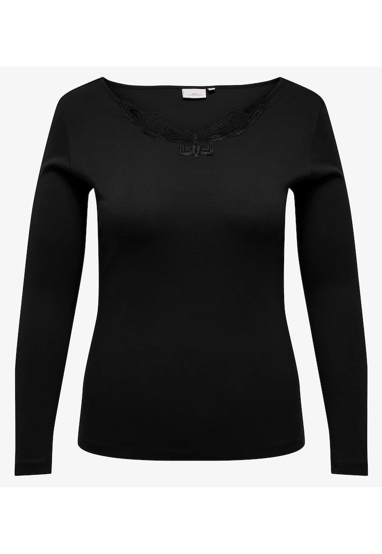 Bluza din bumbac organic cu decolteu la baza gatului,