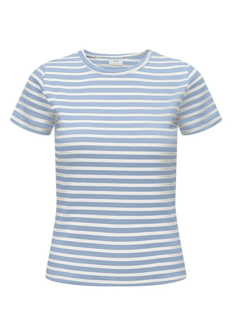 Tricou din amestec de bumbac cu model cu dungi contrastante