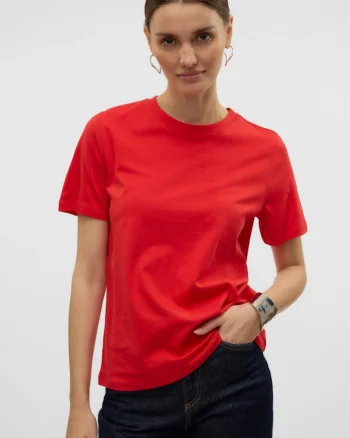 Tricou din bumbac cu decolteu striat