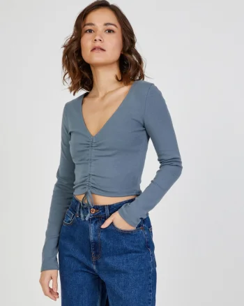 Tricou din amestec de bumbac cu snur de ajustare